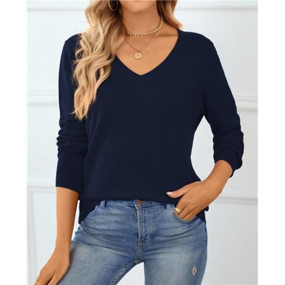 Women's Sweater 100% Cotton Long Sleeve Pullover Sweater Soft - Picture 3 of 7